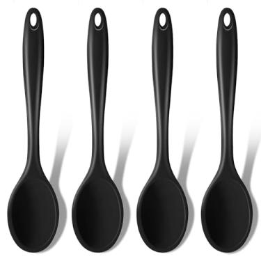 Imagem de GEEKHOM Colheres de Silicone para Cozinhar, 4 Peças, 11" Conjunto de Utensílios de Cozinha de Silicone Resistente Ao Calor, Colheres Grandes para Servir e Mexer, para Cozinhar Anti (4Pcs-11 Polegadas)