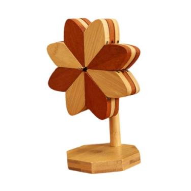 Imagem de IEUDNS 3 pçs de bambu trivets mesa esteira peça central coaster moinho de vento em forma para pote quente bule pratos quentes mesa de jantar, Multicolorido