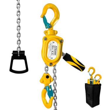 Imagem de Mini guincho de corrente de alavanca - 1/2 tonelada (499 kg) 20 pés, puxador de corrente manual de alavanca, extrator resistente, mini guincho, catraca de corrente de liga de aço G80 com ganchos de