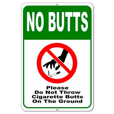 Imagem de Sinais sem pontas de cigarro – placas de não jogue pontas de cigarro no chão – Placa de alumínio de 20,4 x 30,9 cm com estaca de 61 cm – placas sem pontas – Não espalhe sinais de lixo – Por favor, não jogue placas de pontas de cigarro