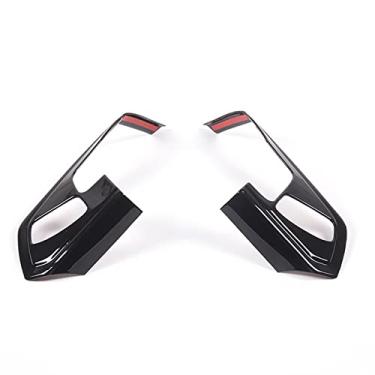 Imagem de Capa de moldura de botão de volante apta para Chevrolet Corvette C8 2020-2023, ABS painel de volante de carro moldura guarnição, 2 peças (preto brilhante - adequado para três botões)
