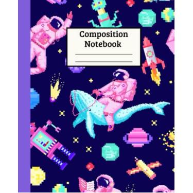 Imagem de Composition Notebook: Wide Ruled with digital vintage game, cosmonaut video game composition notebook for Kids, Boys, Girls, Teens and Adults. (7.5 x 9.25, 110 Pages