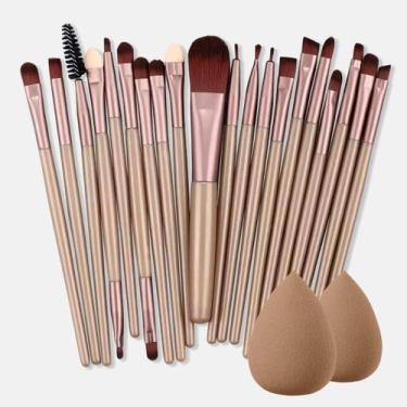 Imagem de KIT 20 Pcs Conjunto de Pincéis de Maquiagem Profissional e 2 Esponjas 