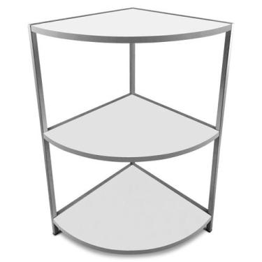 Imagem de Estante De Canto Tripla Colby - Geral, Prata/Branco