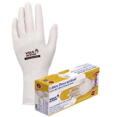 Imagem de Luvas Volk Látex Descartáveis Branca C/ Pó Cx 100 Unidades Original - 
