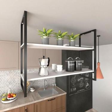 Imagem de Prateleira Industrial Suspensa Teto Cozinha pratileira prateleira mdf 