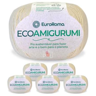 Imagem de Kit 6 Ecoamigurumi Euroroma Linha Amigurumi Cores Fio Macio, 0100 - Cr