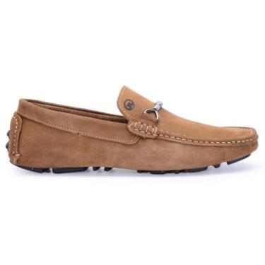 Imagem de Mocassim Sapatilha Couro Masculino GTS Estilo e Conforto, Marrom, Clar