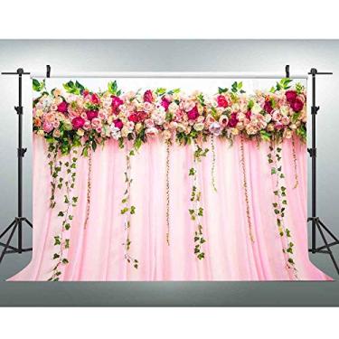 Imagem de Cortina rosa EOA 7 (L) x 5 (A) FT fundo de fotografia floral casamento noiva menina chá de bebê fundo - Ótimo para aniversário, estúdio, cabine, festa, eventos, retrato uso sessão de fotos