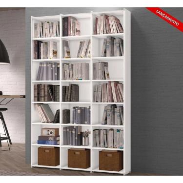 Imagem de Estante para Livros Montenegro Branca 18 Prateleiras 21 Nichos Brienza Decor