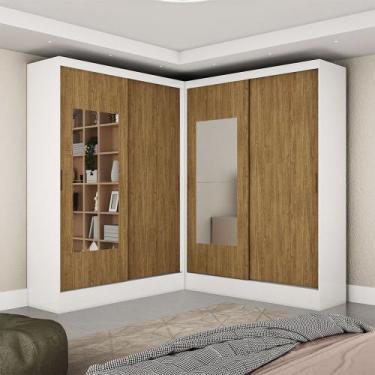 Imagem de Closet Casal Duplo Belém 4 Portas com Espelho 4 Gavetas Carioca Móveis