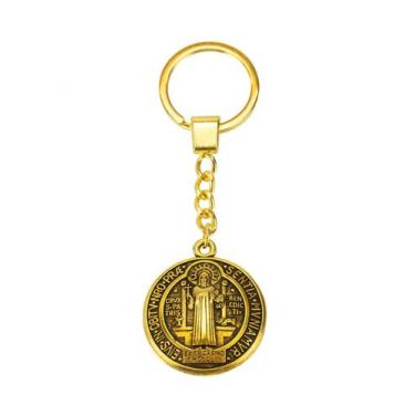 Imagem de Chaveiro Dourado Medalha São Bento Curvado 3x3cm - Tasco