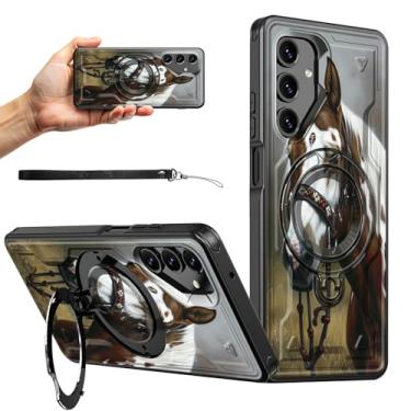 Imagem de RWUTYTIUL Capa magnética para Samsung S25 Plus/Galaxy S24 Plus de 6,7 polegadas com alça de pulso, capa protetora de silicone rígido antiarranhões à prova de choque para mulheres, homens, meninos