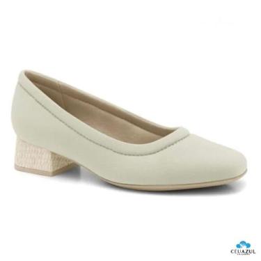 Imagem de Sapato Scarpin Comfortflex Lycra Salto Baixo Grosso Trabalho Conforto,
