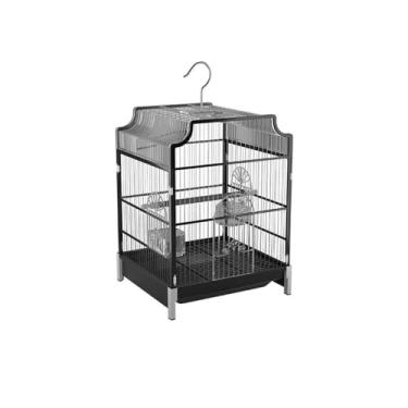 Imagem de Gaiola para Pássaros Gaiola decorativa para pássaros, gaiola de metal com exibição quadrada de nível único para papagaios e canários, gaiola doméstica, branca. Gaiola para Pássaros de Estimação