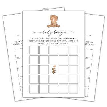 Imagem de Foosproea Baby Bingo Games Set, Minimalism Baby Shower Party Game Card, Boho Bear Themed Gender Neutral Party Ideas Activities, Baby Shower Party Supplies & Decorations -A05