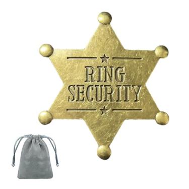 Imagem de Broche de crachá de segurança de anel de metal, broche de casamento com suporte de anel, presente para casamento, noivado, ouro escuro, One Size 2.68*2.68in, Metal, Sem Pedra Preciosa