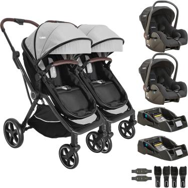 Imagem de Carrinho Kiddo Gemeos com 2 Bebe Conforto 2 Base Nomad Grafite
