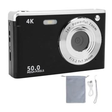 Imagem de Câmera digital 4K 50MP Câmera compacta de alta resolução com zoom de 16x ZOOM AutoFocus embutido InfilM Light Anti Shake para entusiastas da fotografia Viajantes Vloggers ABS 2,8 (Preto)