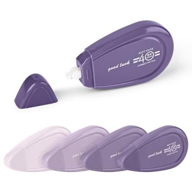 Imagem de Valtiner 5 peças de fita corretiva branca, fita corretiva fofa de 80 metros para correções instantâneas, aplicador fácil de usar para material de escritório e escola (roxo)