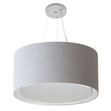Imagem de Lustre Pendente Cilíndrico Duplo Md-4300 Cúpula em Tecido 50x30cm Rustico Cinza - Bivolt