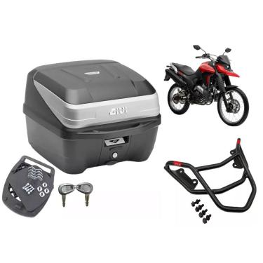 Imagem de Baú Givi Traffic 3 prata + Bagageiro Lander 2019 Á 2025 Monoloc