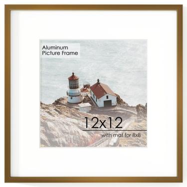 Imagem de Porta-retratos FLYJOE em alumínio 12x12 com tapete 8x8 com vidro temperado