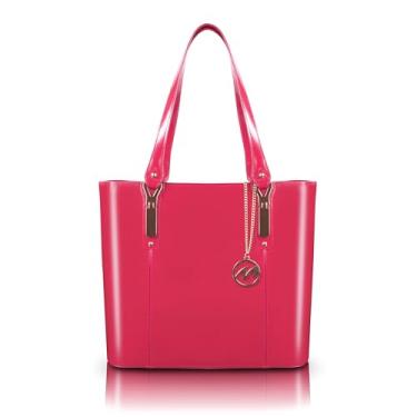 Imagem de McKlein Bolsa feminina de couro com bolso para tablet, fúcsia