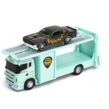 Imagem de Carrinho Reboque Caminhão DieCast Baú Verde Claro Metal 1:64