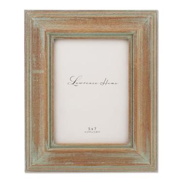 Imagem de Lawrence Frames Porta-retrato de madeira desgastada com lavagem verdigris 12,5 x 17,8 cm (733157)