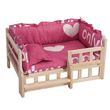 Imagem de Cama de madeira para cães, sofá-cama de madeira para gatos elevados, sofá, cama elevada para animais de estimação, canil, sofá-cama para cães médios e pequenos, gatos de estimação para cães e gatos