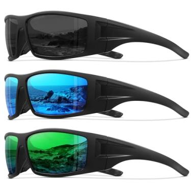 Imagem de Ofwin Óculos de sol esportivos polarizados para homens e mulheres, armação inquebrável, ciclismo, pesca, proteção UV400, pacote com 3 - preto + azul + verde