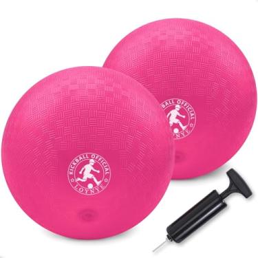 Imagem de LOYNYE Bolas Dodgeball de 25 cm, pacote com 2, rosa, PVC, infláveis, crianças e jovens, Dodgeball, Kickball, Andebol, Quatro Quadrados, Inclui bomba