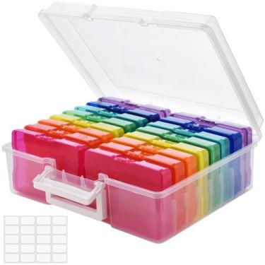 Imagem de Caixa de armazenamento de fotos ALINK com alça para fotos 4x6 - colori