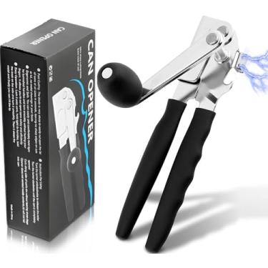 Imagem de Abridor de latas comercial, abridor de lata de manivela RICKUNCL com ímã, alças extra longas confortáveis, botão grande, ergonômico profissional e fácil para latas grandes