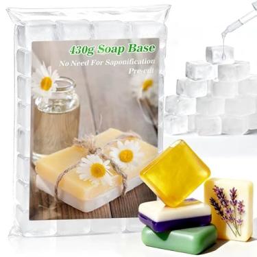 Imagem de Base de sabão de glicerina orgânica transparente – Base de sabão artesanal pré-cortada natural de 420 ml Glicerina para Hacer Jabones Óleos vegetais hidratantes DIY para artesanato personalizado
