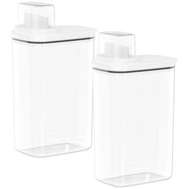 Imagem de Jogo de Dispensers Herméticos Organizadores com Tampa Medidora Flow 2 peças 2,3L Branco - Ou