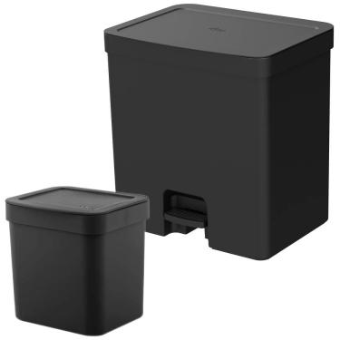 Imagem de Lixeiras para Banheiro e Cozinha Trium Preta 20L e 2,5L 2 peças - Ou