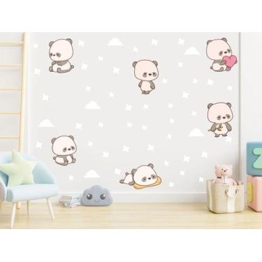 Imagem de Adesivo De Parede Pandinha Decoração Estrelas Cute Nuvens - Adesivos K