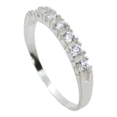 Imagem de Anel prata 925 meia aliança aparador cravejado 2mm - tam. 14