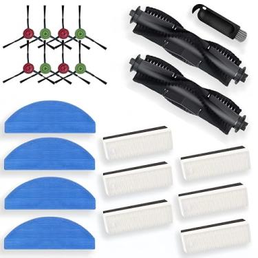 Imagem de Peças de reposição compatíveis com acessórios de peças sobressalentes para aspirador de pó robô Tikom G8000 MAX, 2 escovas de rolo principal, 8 escovas laterais, 6 filtros Hepa, 4 almofadas de