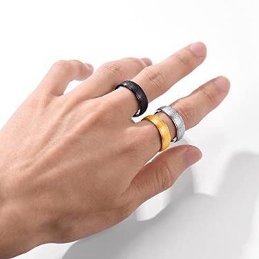 Imagem de Anel masculino de aço inoxidável fosco banhado a ouro 14 k/banhado a preto tamanho 5-12 anel de dedo legal para mulheres, 06, Cobre, Sem pedra preciosa