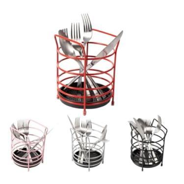 Imagem de Escorredor de Talher Porta Colher Suporte Organizador Redondo Pia Bancada Resistente Não Enferruja(Preto)