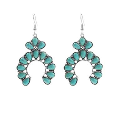 Imagem de Brincos de turquesa para mulheres, azul, turquesa, vintage, oval, gota, pedra preciosa boêmia, tribal, estilo étnico, boêmio, joias feitas à mão, presentes, Medium, Resina, Sem pedra preciosa