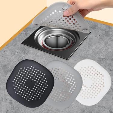 Imagem de Pacote com 3 coadores de drenagem de silicone com ventosas – Capa captador de cabelo para chuveiro, banheira e pia de cozinha | Protetor de banheiro antiderrapante de instalação rápida, armadilha de