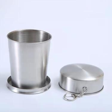 Imagem de Copo dobrável de aço inoxidável - copo de água dobrável portátil com recurso de taça de vinho extensível para viagens e atividades ao ar livre pequeno DJA276-02