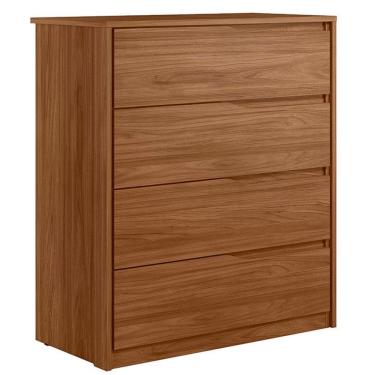 Imagem de Cômoda Para Quarto 4 Gavetas Com Puxadores Usinados Aria Nogueira