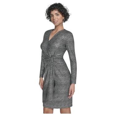 Imagem de Calvin Klein Vestido feminino de manga comprida, Preto, prata, 40