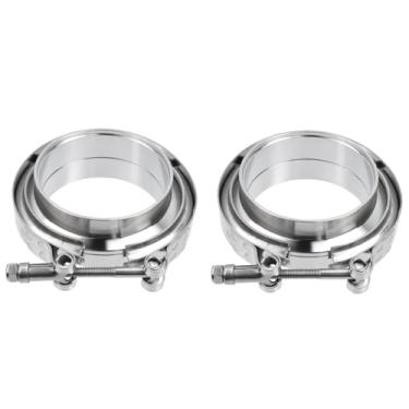 Imagem de Woogim Braçadeira de exaustão de banda V de 7,6 cm com flange de aço inoxidável 304, 2 braçadeiras de parafuso em T para encanamento e sistemas de exaustão de tubos industriais e máquinas pesadas