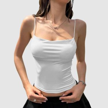 Imagem de Cropped Elegante Feminino Alça Fina Frente Única Lançamento Verão Casu